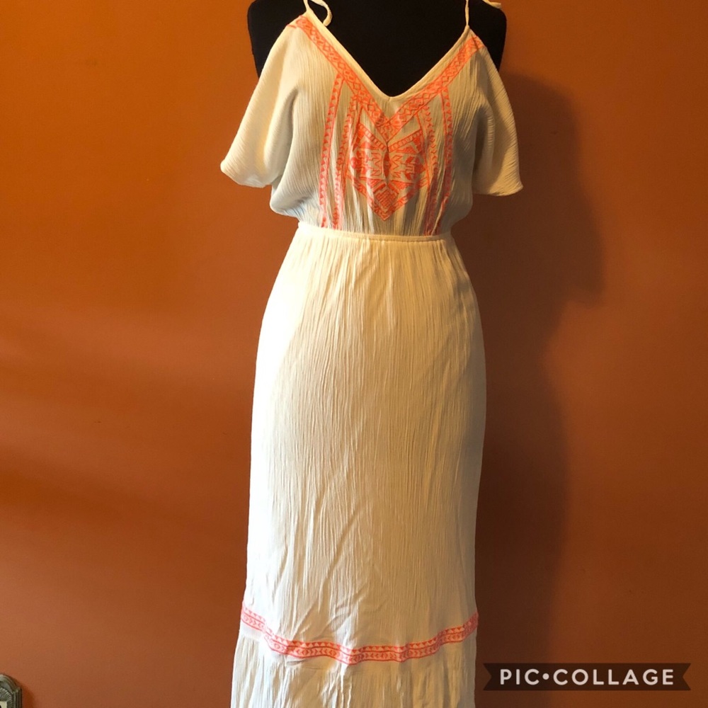 Flying Tomato Embroidered Cold Shoulder Maxi Dress